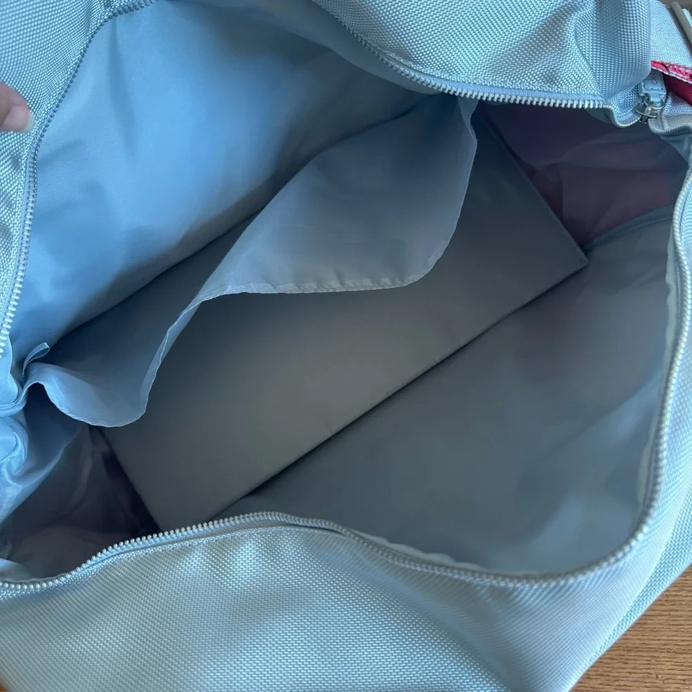 Calvin Klein CK Grey and Red Colorblock Duffel Travel Bag with Shoulder Strap